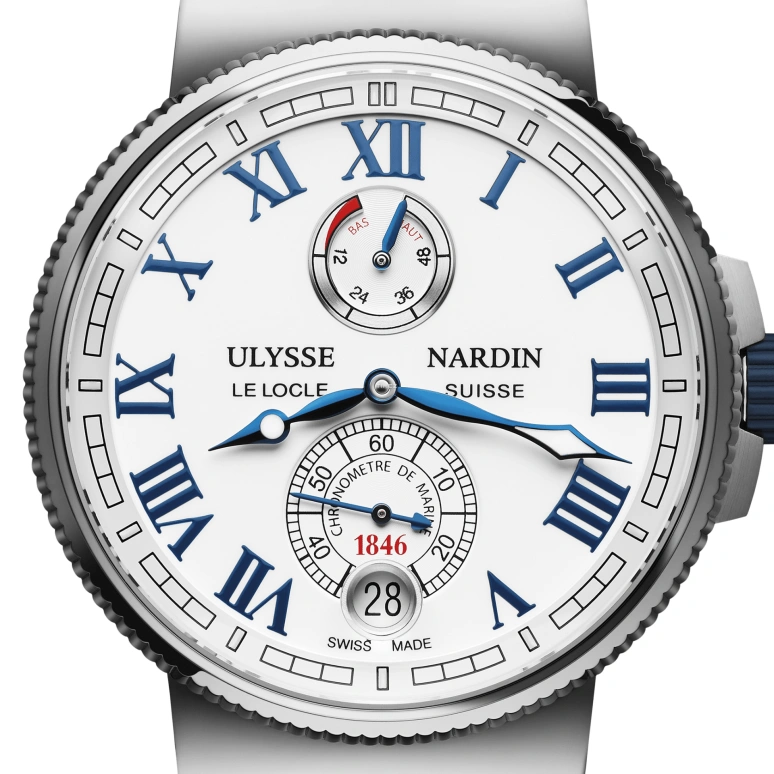Ulysse Nardin,Marine 43mm,43mm,Stainless Steel,White,Automatic,Day,Power Reserve Indicator,1183,1183-126/40