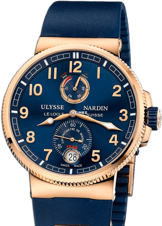 Ulysse Nardin,Marine 43mm,43mm,Rose Gold,Blue,Automatic,Day,Power Reserve Indicator,1186,1186-126-3/63