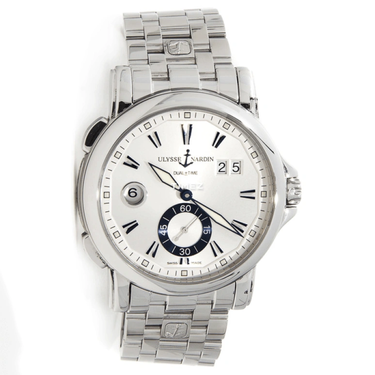 Ulysse Nardin,Dual Time 42mm,42mm,Stainless Steel,Silver,Automatic,Day,Dule Time,243,243-55-7/91