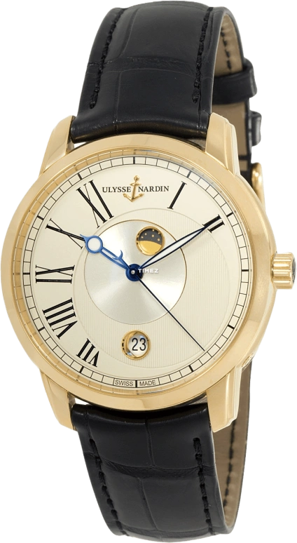 Ulysse Nardin,Classico 40mm,40mm,Rose Gold,Beige,Automatic,Moonphase,Day,8296,8296-122-2/491