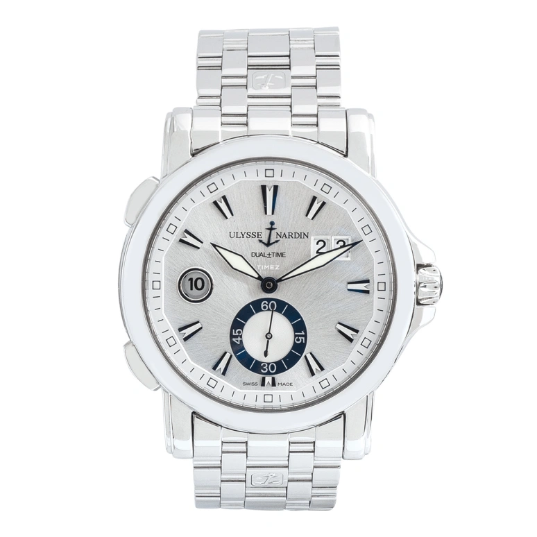 Ulysse Nardin,Dual Time 42mm,42mm,Stainless Steel,Silver,Automatic,Day,Dule Time,243,243-55-7/91