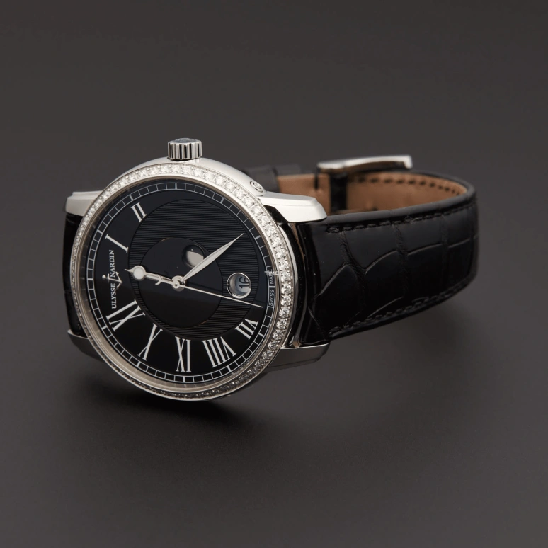 Ulysse Nardin,Classico 40mm,40mm,Stainless Steel,Black,Automatic,Moonphase,Day,8293,8293-122B-2/422