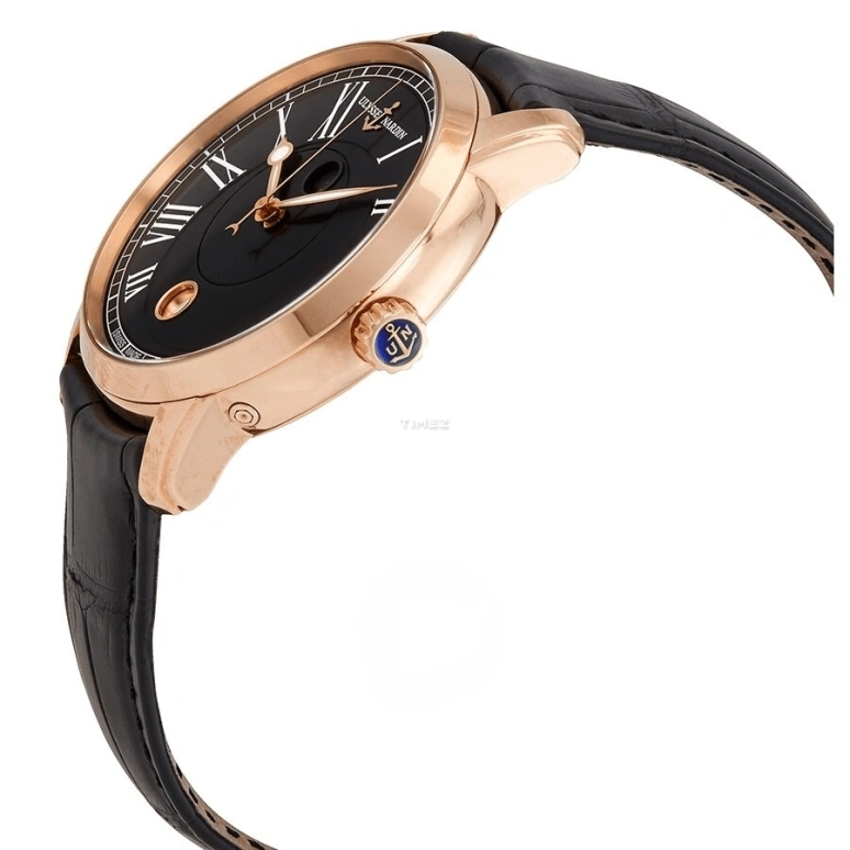Ulysse Nardin,Classico 40mm,40mm,Rose Gold,Black,Automatic,Moonphase,Day,8296,8296-122-2/422