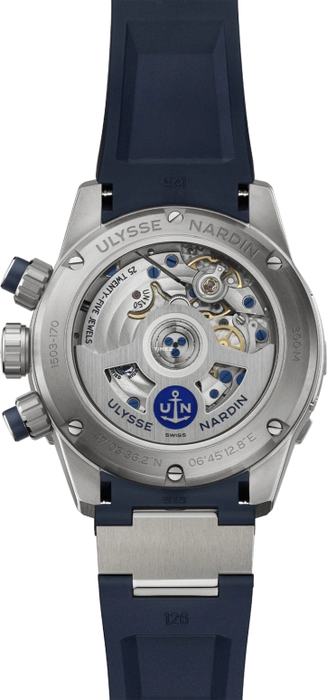 Ulysse Nardin,Diver 44mm,44mm,Titanium Gold,Blue,Automatic,Chronograph,Day,1503,1503-170-3/93