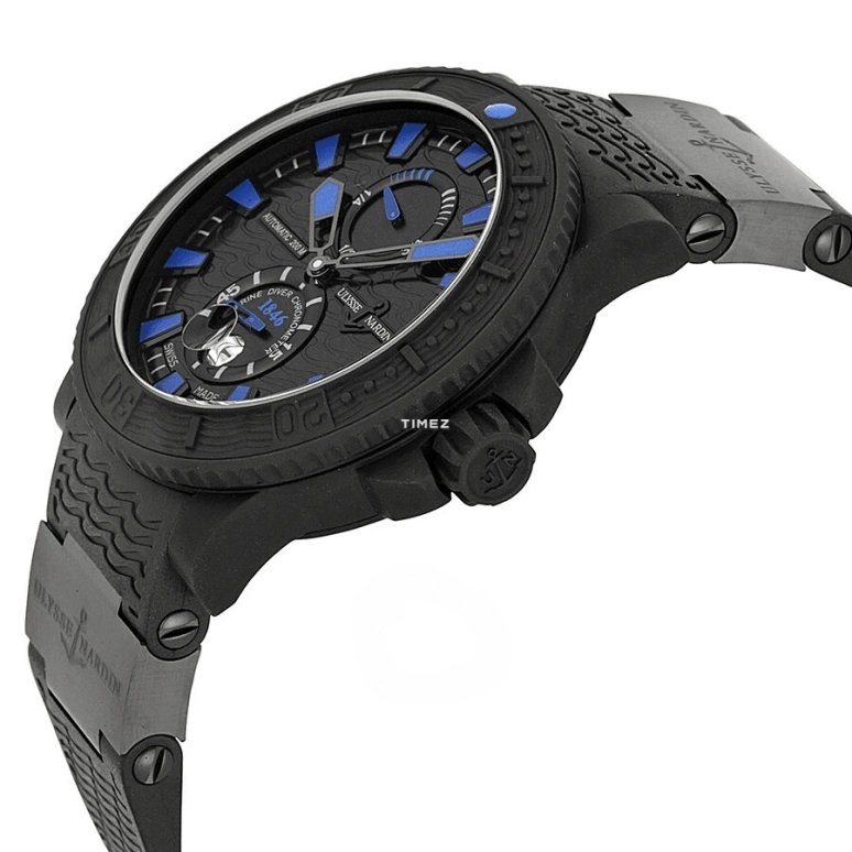 Ulysse Nardin,Diver 45.80mm,45.80mm,Stainless Steel,Rubber,Black,Automatic,Day,Power Reserve Indicator,263,263-92-3C/923