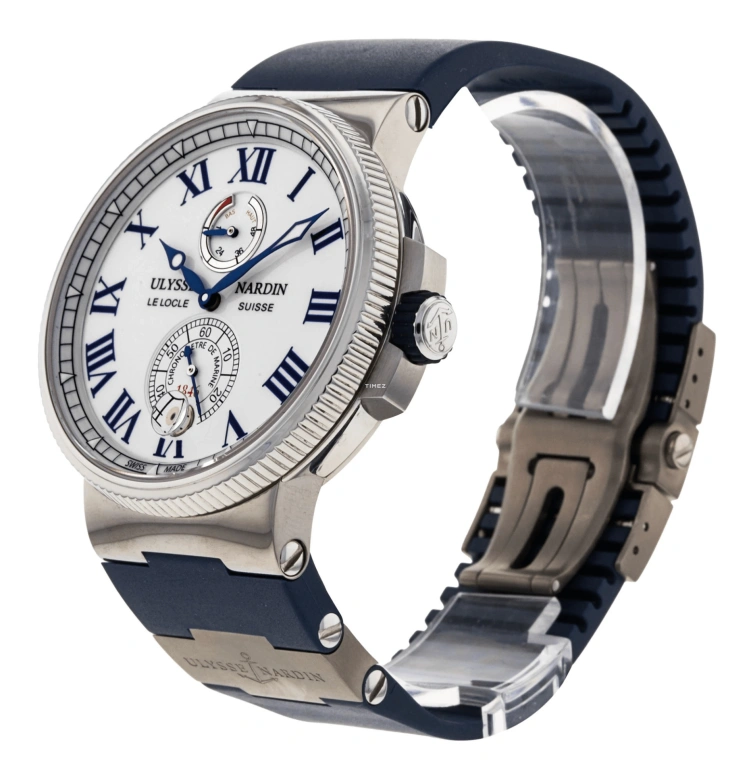 Ulysse Nardin,Marine 45mm,45mm,Stainless Steel,White,Automatic,Day,Power Reserve Indicator,1183,1183-122/40