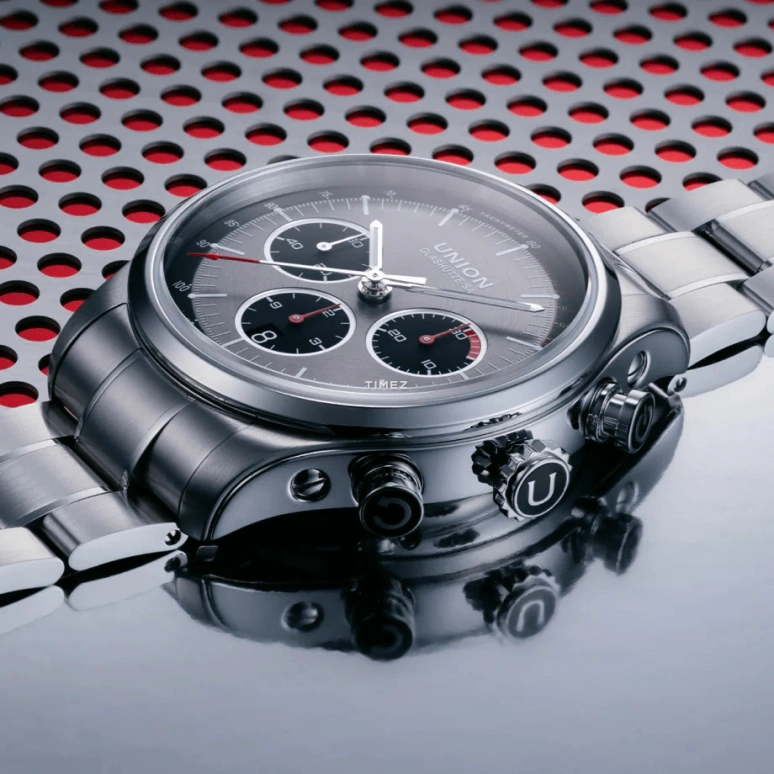 UNION,BELISAR 44mm,44mm,Stainless Steel,Black,Grey,Automatic,Chronograph,Day,D009,D009.427.11.082.00