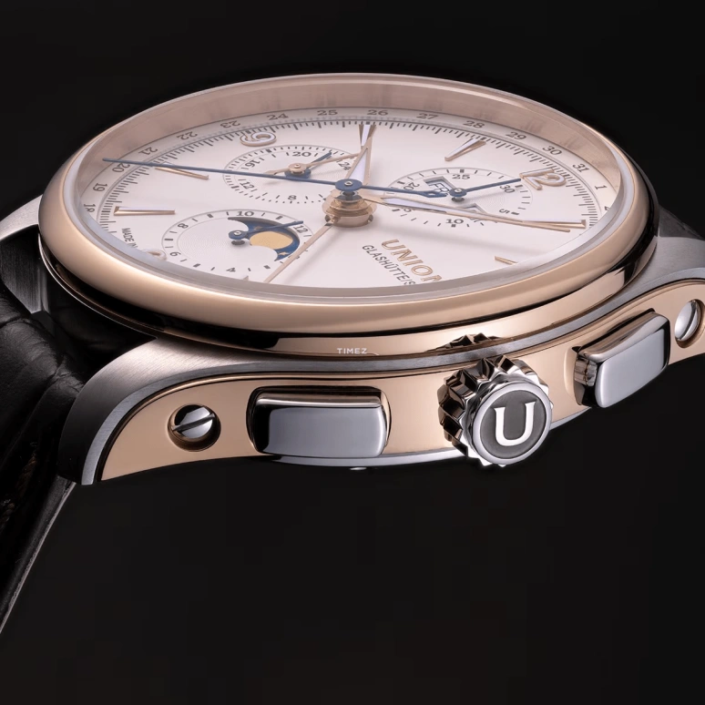 UNION,BELISAR 42mm,42mm,Stainless Steel,Rose Gold,White,Automatic,Chronograph,Moonphase,Month,Date,65hours,In-house Caliber,D907,D907.425.46.017.01