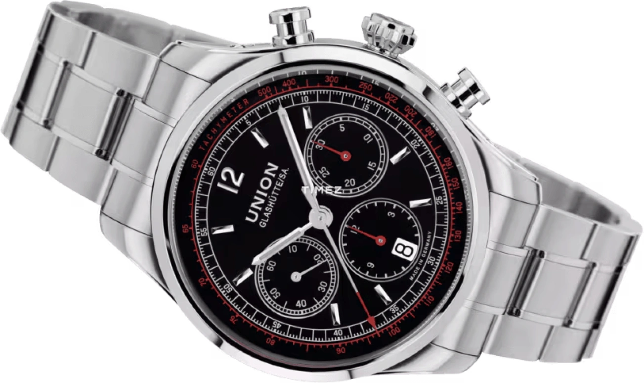 UNION,BELISAR 44mm,44mm,Stainless Steel,Black,Automatic,Chronograph,Day,D009,D009.427.11.057.02