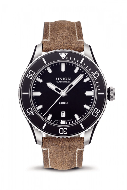 UNION,BELISAR 45mm,45mm,Stainless Steel,Stainless Steel,Rubber,Black,Automatic,Day,Sapphire,Glass,D009,D009.907.27.057.00