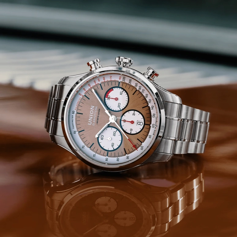 UNION,BELISAR 44mm,44mm,Stainless Steel,Brown,Automatic,Chronograph,Day,D009,D009.427.16.290.09