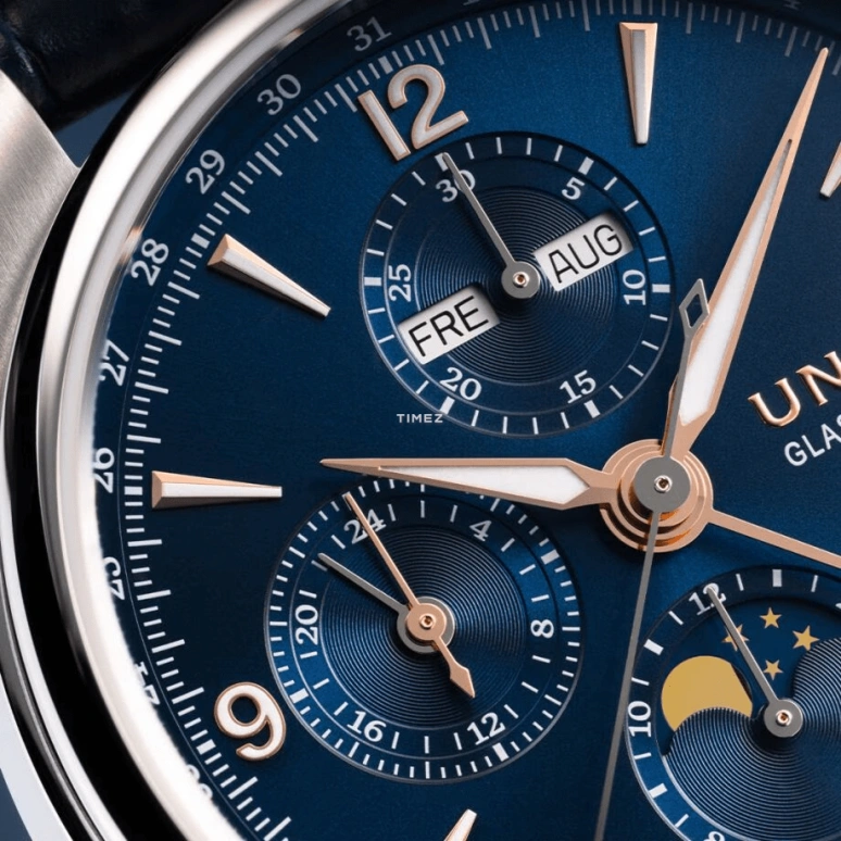 UNION,BELISAR 42mm,42mm,Stainless Steel,Blue,Automatic,Chronograph,Moonphase,Month,Date,65hours,In-house Caliber,D014,D014.425.16.047.01