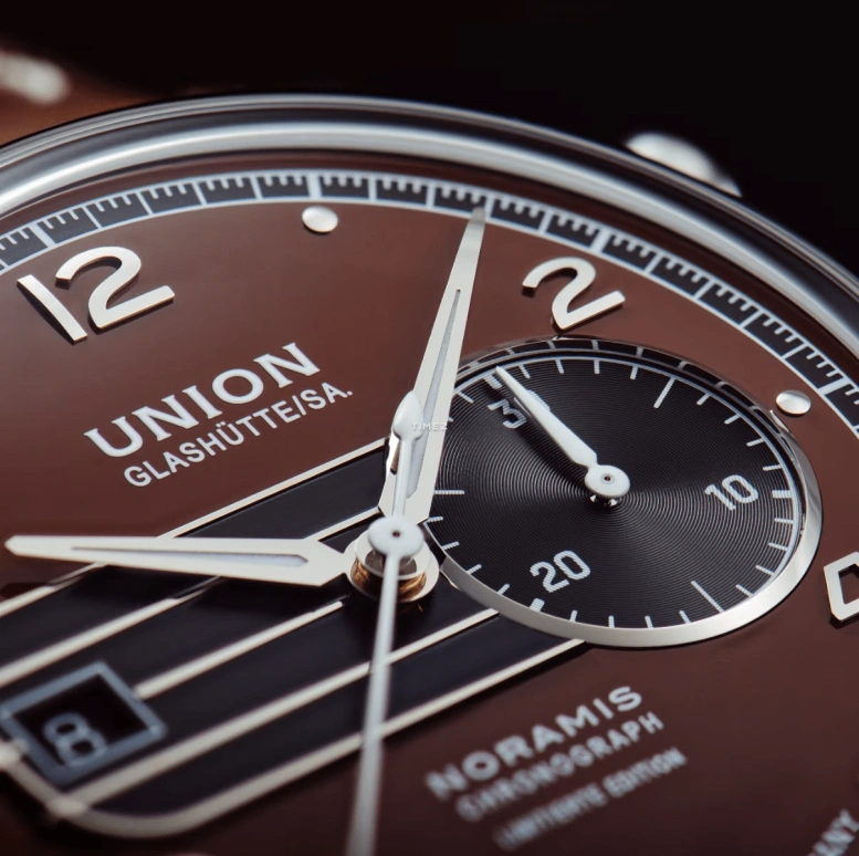 UNION,NORAMIS 42mm,42mm,Stainless Steel,Brown,Automatic,Chronograph,Day,D012,D012.427.16.297.09