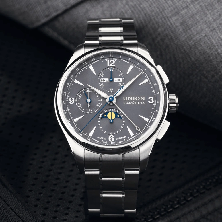 UNION,BELISAR 42mm,42mm,Stainless Steel,Grey,Automatic,Chronograph,Moonphase,Month,Date,65hours,In-house Caliber,D014,D014.425.11.087.00