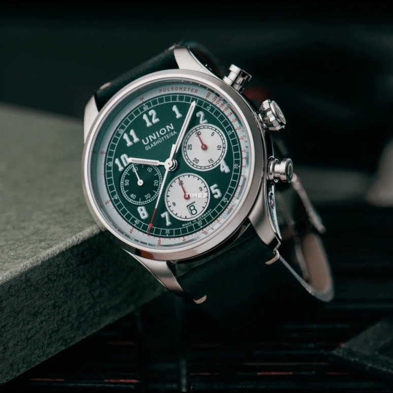 UNION,BELISAR 44mm,44mm,Stainless Steel,Stainless Steel,Green,Automatic,Chronograph,Day,D009,D009.427.16.092.00