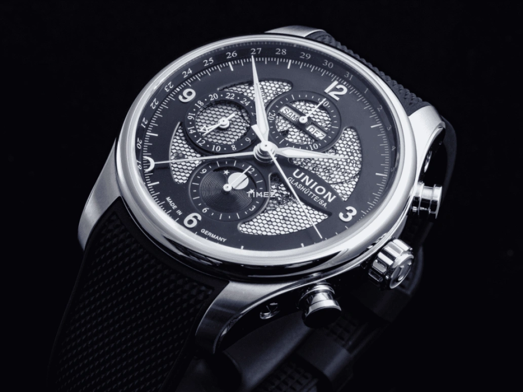 UNION,BELISAR 44mm,44mm,Stainless Steel,Stainless Steel,Black,Automatic,Chronograph,Moonphase,Month,Date,Sapphire,Glass,Round,D009,D009.425.17.057.00