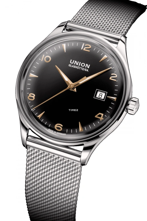 UNION,NORAMIS 40mm,40mm,Stainless Steel,Stainless Steel,Black,Automatic,Day,Sapphire,D012,D012.407.11.057.01