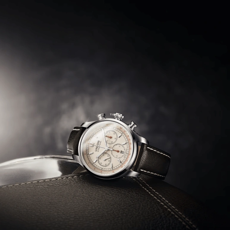 UNION,BELISAR 44mm,44mm,Stainless Steel,Cream,Automatic,Chronograph,Day,D009,D009.427.16.267.02