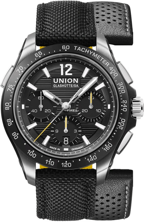 UNION,BELISAR 43mm,43mm,Stainless Steel,Black,Automatic,Chronograph,Day,D014,D014.927.16.057.00