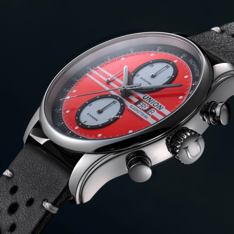 UNION,VIRO 44mm,44mm,Stainless Steel,Red,Automatic,Chronograph,Date,Big Date,D011,D011.414.16.420.09