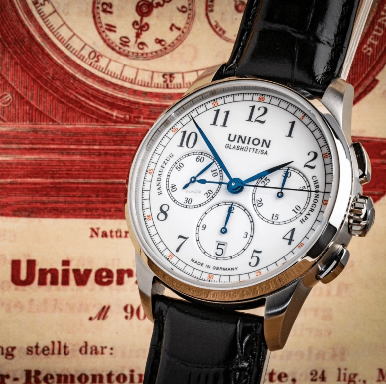 UNION,1893 42mm,42mm,Stainless Steel,Stainless Steel,White,Handwound,Chronograph,Day,D007,D007.459.16.017.00