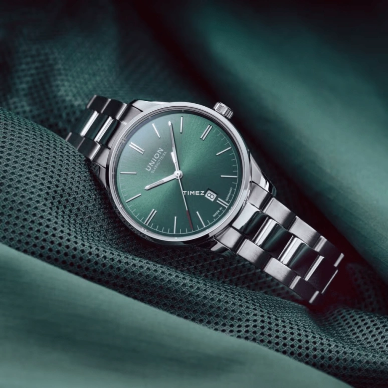UNION,VIRO 39mm,39mm,Stainless Steel,Green,Automatic,Day,60hours,D017,D017.407.11.091.00