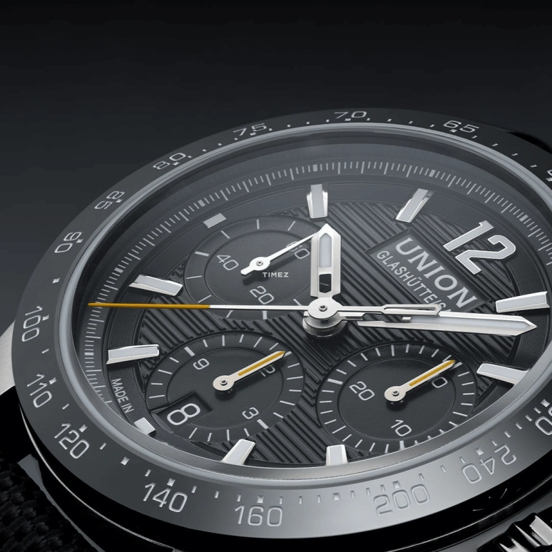 UNION,BELISAR 43mm,43mm,Stainless Steel,Black,Automatic,Chronograph,Day,D014,D014.927.16.057.00