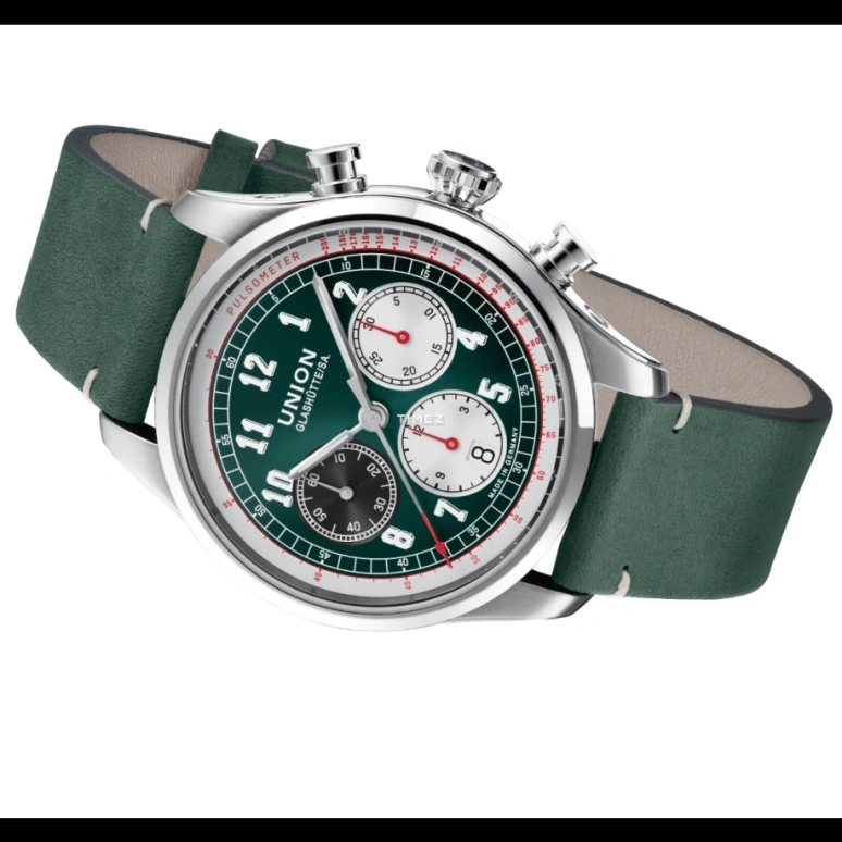 UNION,BELISAR 44mm,44mm,Stainless Steel,Stainless Steel,Green,Automatic,Chronograph,Day,D009,D009.427.16.092.00
