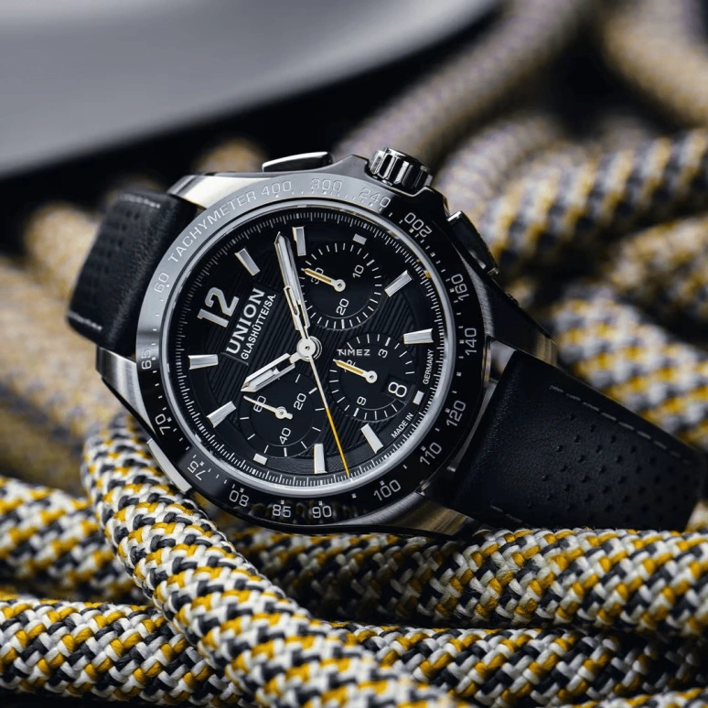 UNION,BELISAR 43mm,43mm,Stainless Steel,Black,Automatic,Chronograph,Day,D014,D014.927.16.057.00