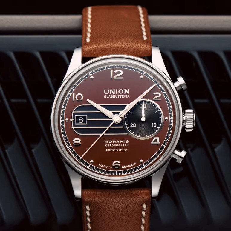 UNION,NORAMIS 42mm,42mm,Stainless Steel,Brown,Automatic,Chronograph,Day,D012,D012.427.16.297.09