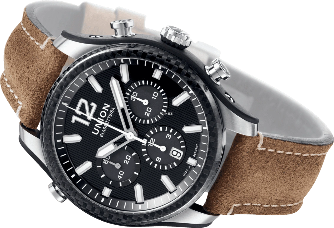 UNION,BELISAR 44mm,44mm,Stainless Steel,Black,Automatic,Chronograph,Day,D009,D009.927.26.207.02