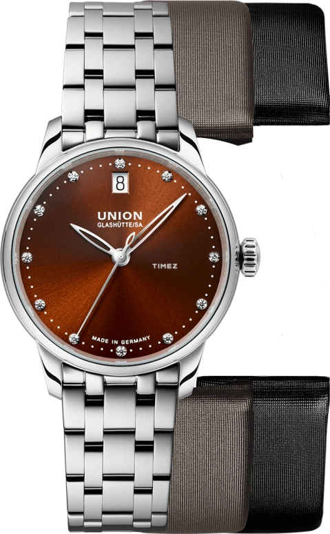 UNION,SERIS 33mm,33mm,Stainless Steel,Brown,Automatic,Day,60hours,D013,D013.207.11.296.00