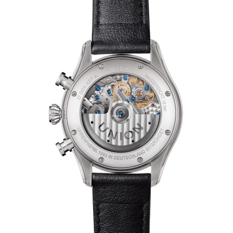 UNION,BELISAR 44mm,44mm,Stainless Steel,Black,Automatic,Chronograph,Day,D009,D009.427.16.052.02