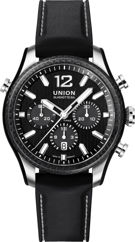 UNION,BELISAR 44mm,44mm,Stainless Steel,Black,Automatic,Chronograph,Day,D009,D009.927.26.207.02