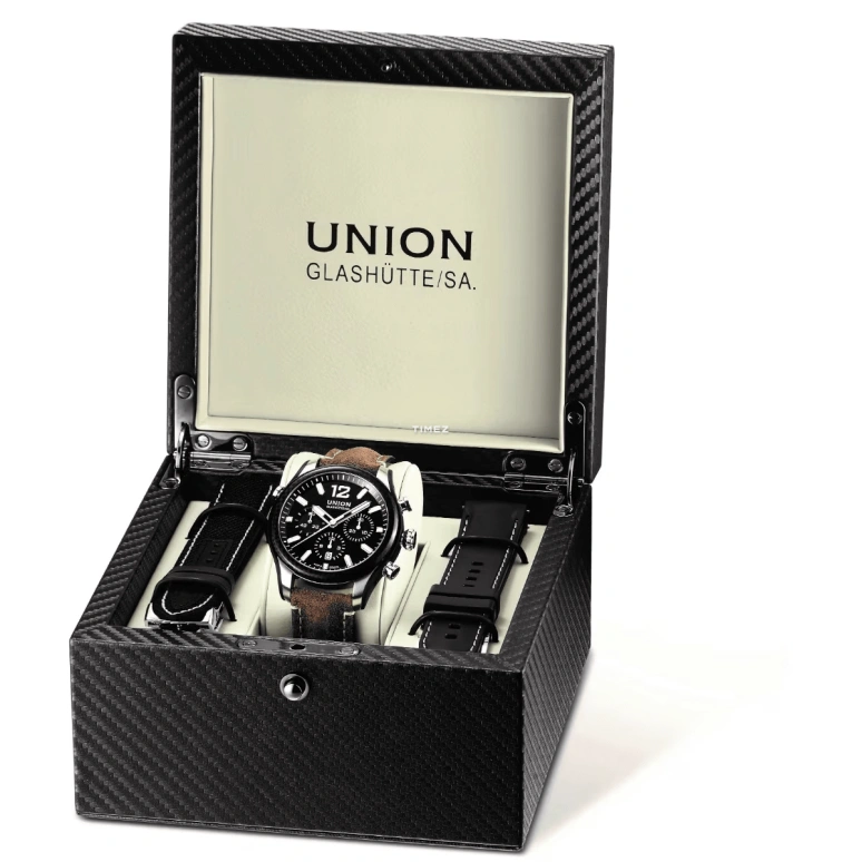 UNION,BELISAR 44mm,44mm,Stainless Steel,Black,Automatic,Chronograph,Day,D009,D009.927.26.207.02