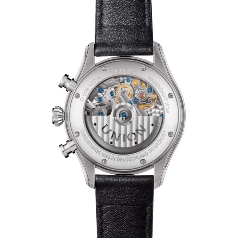 UNION,BELISAR 44mm,44mm,Stainless Steel,Black,Automatic,Chronograph,Day,D009,D009.427.11.057.02