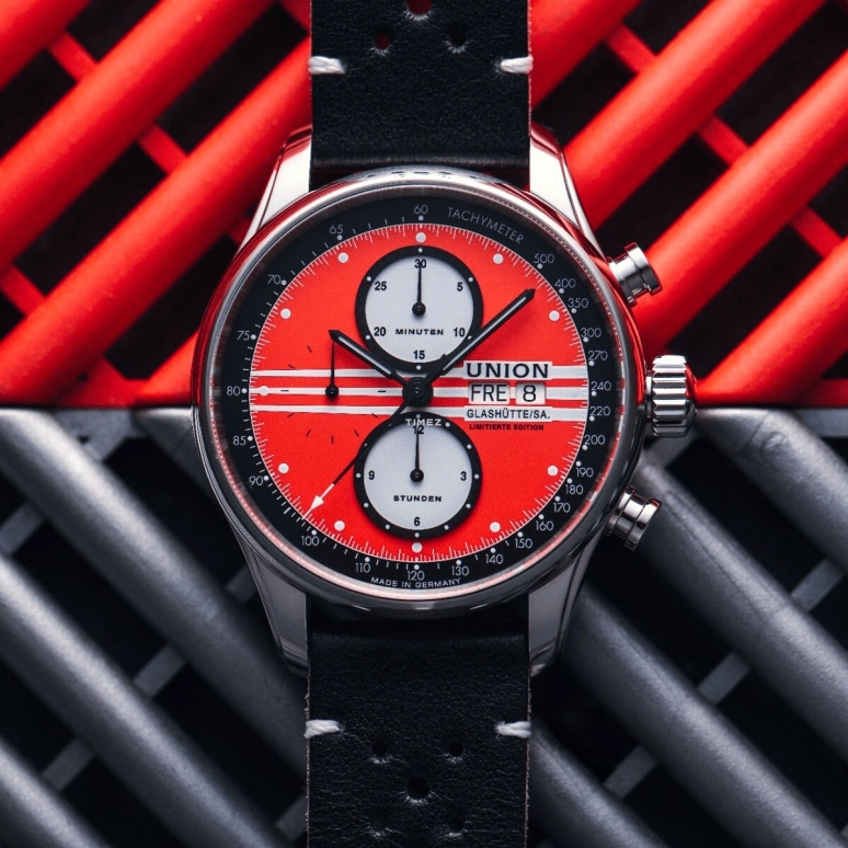UNION,VIRO 44mm,44mm,Stainless Steel,Red,Automatic,Chronograph,Date,Big Date,D011,D011.414.16.420.09