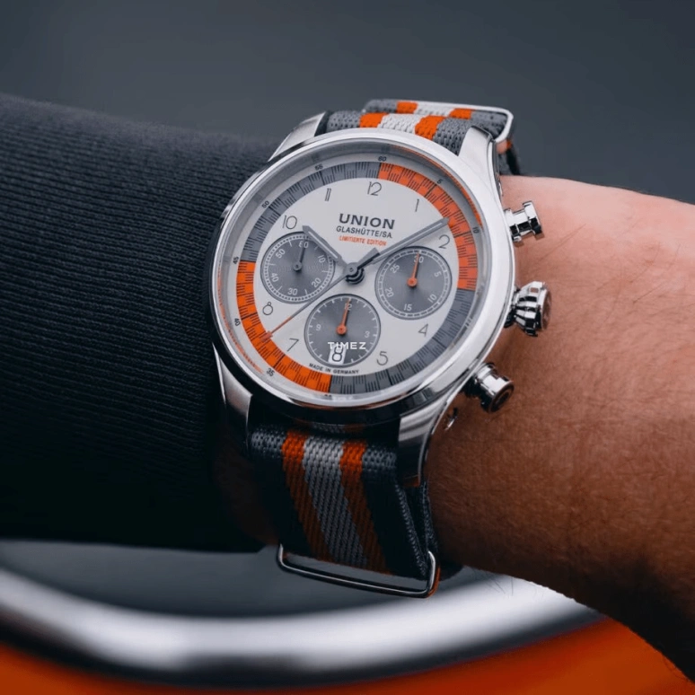 UNION,BELISAR 44mm,44mm,Stainless Steel,Multi-Color,Cream,Grey,Automatic,Chronograph,Day,D009,D009.427.11.392.09