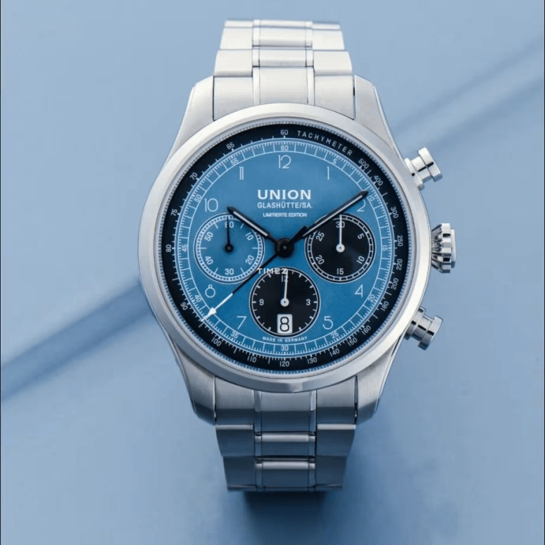 UNION,BELISAR 44mm,44mm,Stainless Steel,Blue,Automatic,Chronograph,Day,D009,D009.427.11.052.09