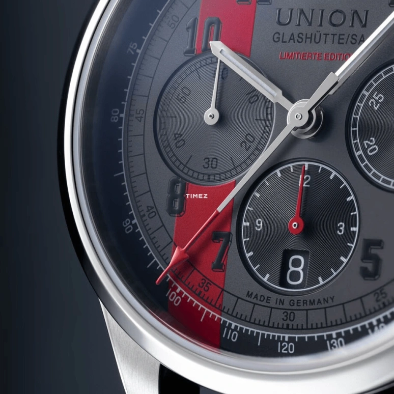 UNION,BELISAR 44mm,44mm,Stainless Steel,Grey,Red,Automatic,Chronograph,Day,D009,D009.427.16.082.09