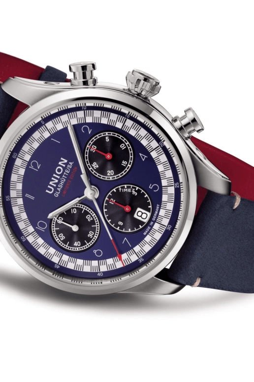 UNION,BELISAR 44mm,44mm,Stainless Steel,Stainless Steel,Blue,Automatic,Chronograph,Day,D009,D009.427.16.042.09