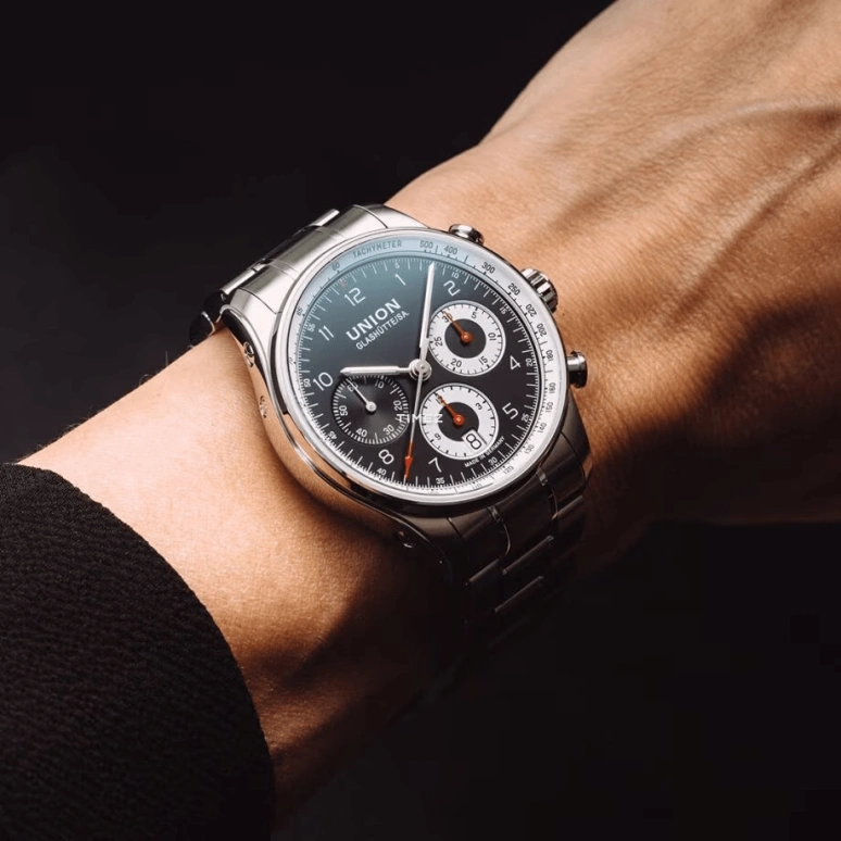 UNION,BELISAR 40mm,40mm,Stainless Steel,Black,Automatic,Chronograph,Day,D009,D009.227.11.052.00