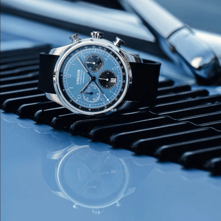 UNION,BELISAR 44mm,44mm,Stainless Steel,Blue,Automatic,Chronograph,Day,D009,D009.427.11.052.09