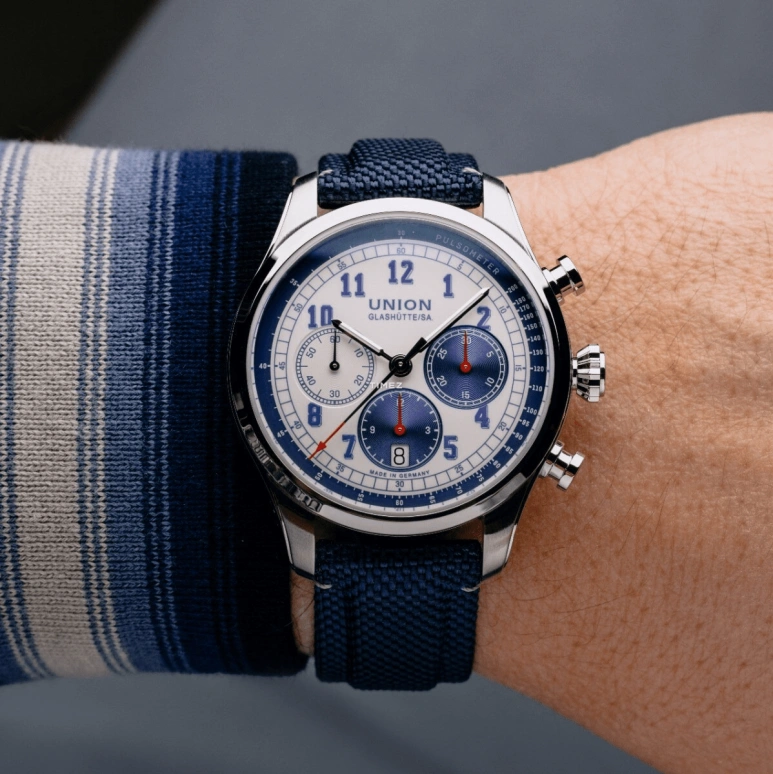 UNION,BELISAR 44mm,44mm,Stainless Steel,White,Automatic,Chronograph,Day,D009,D009.427.18.012.00