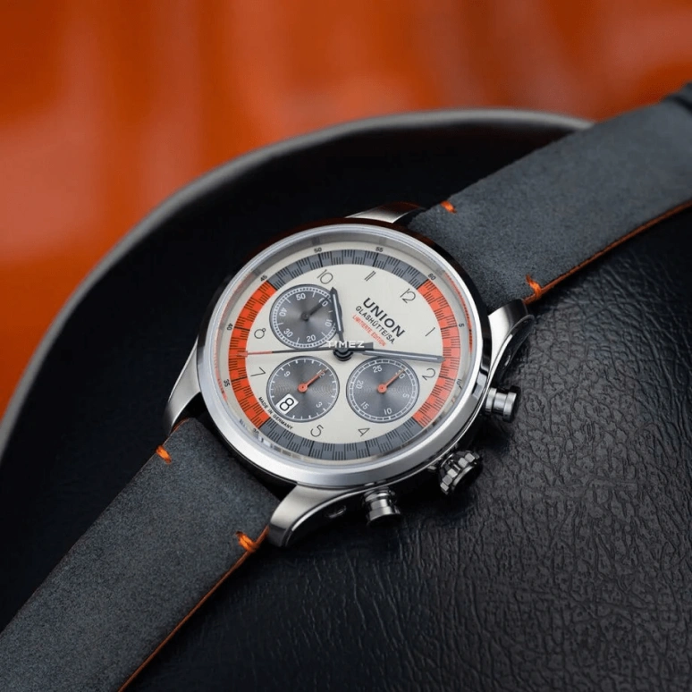UNION,BELISAR 44mm,44mm,Stainless Steel,Multi-Color,Cream,Grey,Automatic,Chronograph,Day,D009,D009.427.11.392.09