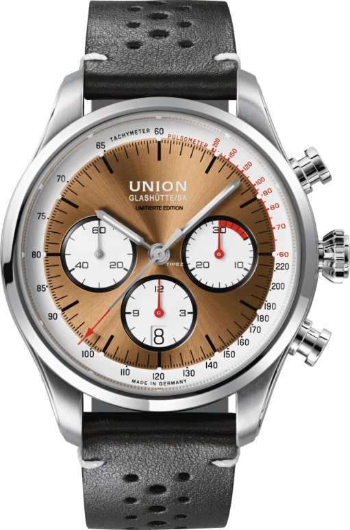 UNION,BELISAR 44mm,44mm,Stainless Steel,Brown,Automatic,Chronograph,Day,D009,D009.427.16.290.09