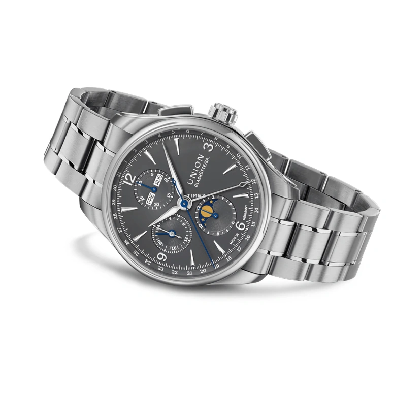 UNION,BELISAR 42mm,42mm,Stainless Steel,Grey,Automatic,Chronograph,Moonphase,Month,Date,65hours,In-house Caliber,D014,D014.425.11.087.00