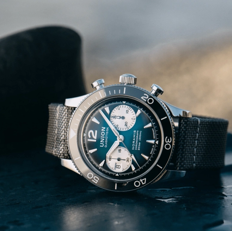 UNION,NORAMIS 43mm,43mm,Stainless Steel,Green,Automatic,Chronograph,Day,D012,D012.927.18.097.00