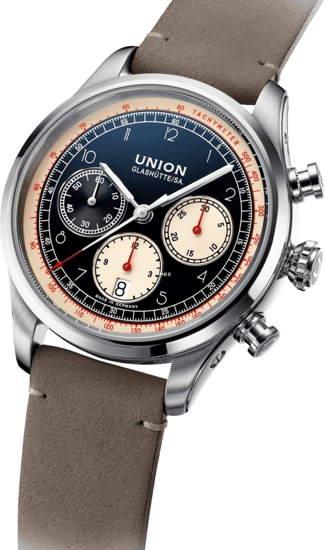 UNION,BELISAR 44mm,44mm,Stainless Steel,Black,Automatic,Chronograph,Day,D009,D009.427.16.052.02