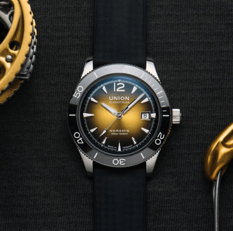UNION,NORAMIS 42mm,42mm,Stainless Steel,Yellow,Automatic,Day,60hours,D012,D012.907.17.367.00